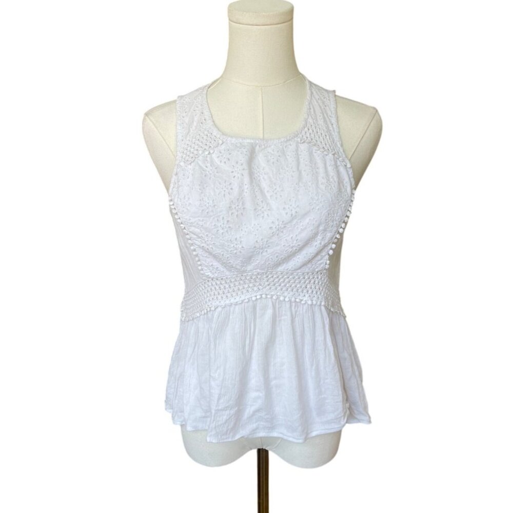 Hollister Y2K Crochet Babydoll Top Size S Boho Coquette Eyelet Lace Cottagecore